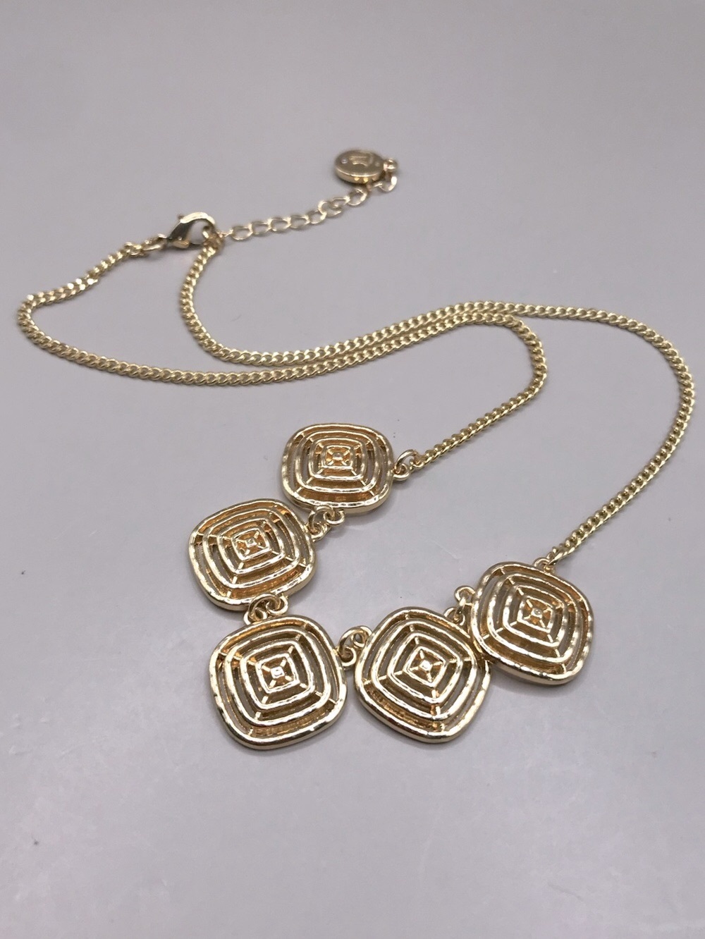 Liz Claiborne Gold Spiral Square-Link Necklace